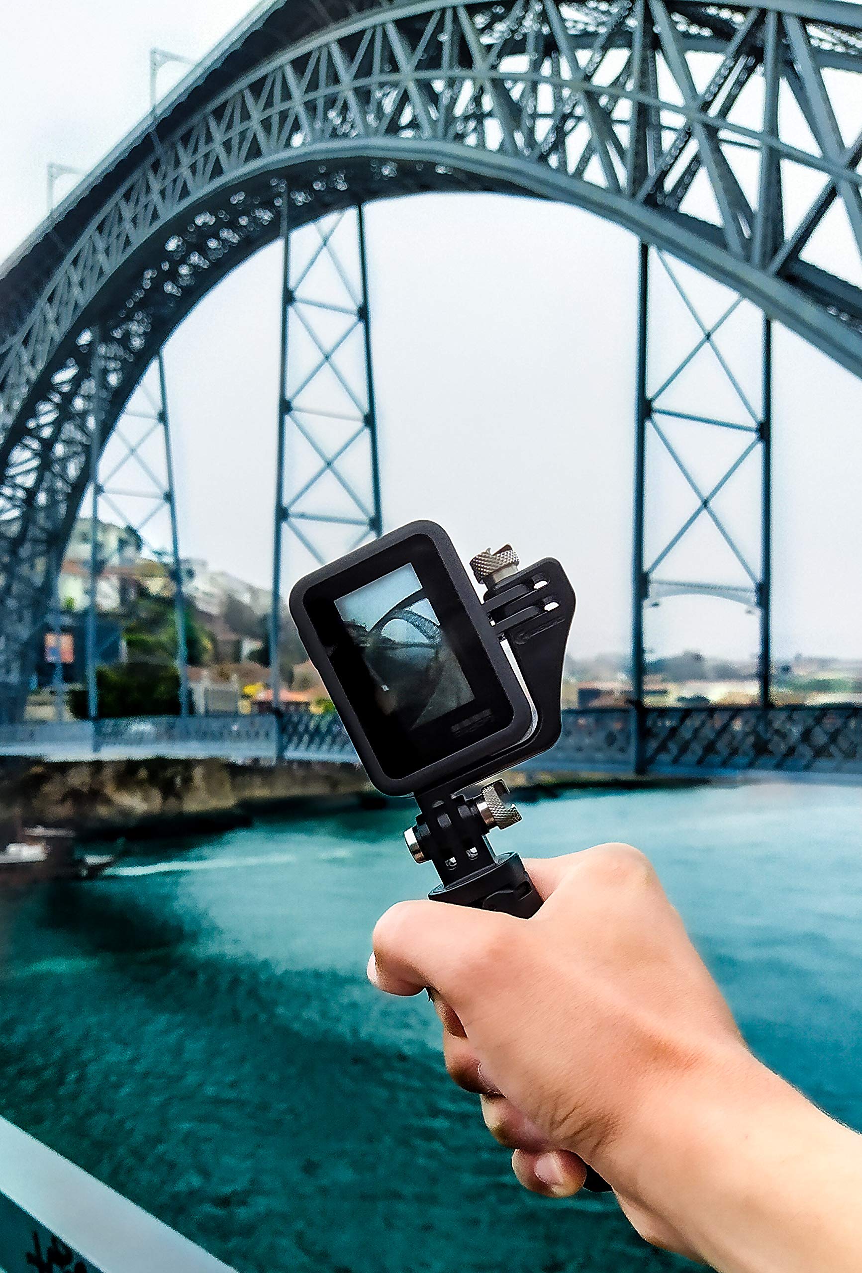 Dreampick Black Vertical Mount for GoPro Hero 4/5/6/7/8/9, DJI Osmo Action, Compatible with iPhone