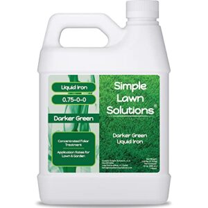 simple lawn solutions - liquid iron fertilizer darker green - chelated micronutrients - concentrated green booster for turf grass, indoor plants and outdoor garden (32 ounce)