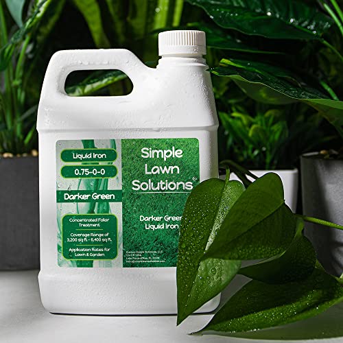 Simple Lawn Solutions - Liquid Iron Fertilizer Darker Green - Chelated Micronutrients - Concentrated Green Booster for Turf Grass, Indoor Plants and Outdoor Garden (32 Ounce)