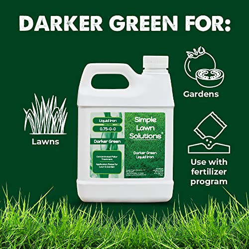 Simple Lawn Solutions - Liquid Iron Fertilizer Darker Green - Chelated Micronutrients - Concentrated Green Booster for Turf Grass, Indoor Plants and Outdoor Garden (32 Ounce)