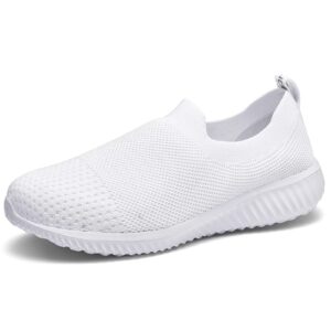 lancrop women's walking nurse shoes - mesh slip on comfortable sneakers 8 us, label 38.5 all white