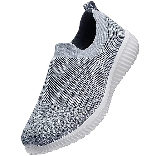 LANCROP Women's Walking Nurse Shoes - Mesh Slip on Comfortable Sneakers 7 US, Label 37.5 Grey