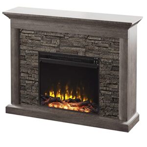 Twin Star Home Wall Mantel Electric Fireplace, Weathered Gray