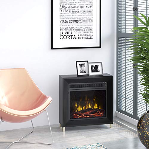 Twin Star Home Wall Mantel Electric Fireplace, Black