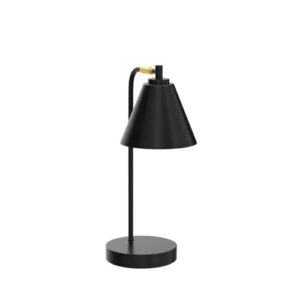 Industrial 3 Way Dimmable Touch Control Desk Lamp with 2 USB Ports & AC Outlet Bedside Nightstand Reading Lamp Flexible Head Farmhouse Black Table Lamp for Office Bedroom Living Room Bulb Included