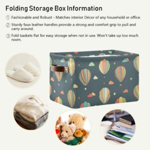 susiyo Large Foldable Storage Bin Funny Hot Air Balloons Fabric Storage Baskets Collapsible Decorative Baskets Organizing Basket Bin with PU Handles for Shelves Home Closet Bedroom Living Room-1Pack