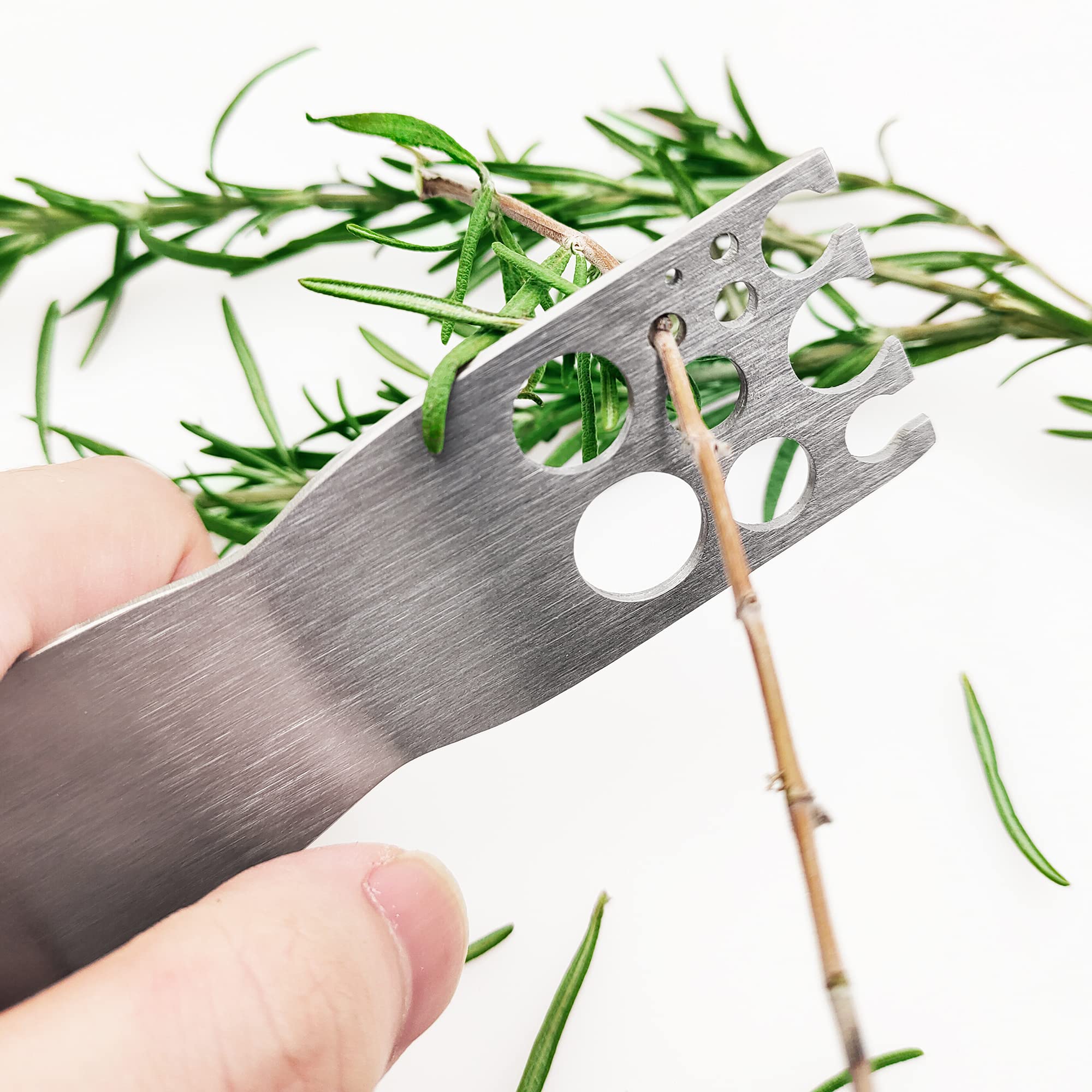 Hoomuda Herb Strippers 11 Holes-Stainless Steel Kitchen Leaf Stripping Tool- Perfect for Removing Stems From Herbs & Kale (1 Pack Herb Stripper Long)