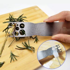 Hoomuda Herb Strippers 11 Holes-Stainless Steel Kitchen Leaf Stripping Tool- Perfect for Removing Stems From Herbs & Kale (1 Pack Herb Stripper Long)