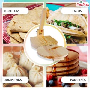 CHAMPS 11-Inch Wooden Tortilla Press Maker | Wooden Dough Presser Tool | 11" Round Wood Flour Tortilla Press For Homemade | Wooden Tortilla Press | Mexican Wood Tortillas, Roti, Burritos, and More