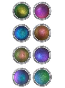 concrete minerals multichrome eyeshadow, intense color shifting, longer-lasting with no creasing, 100% vegan and cruelty free, handmade in usa, 2.4 grams loose mineral powder (sample bundle)
