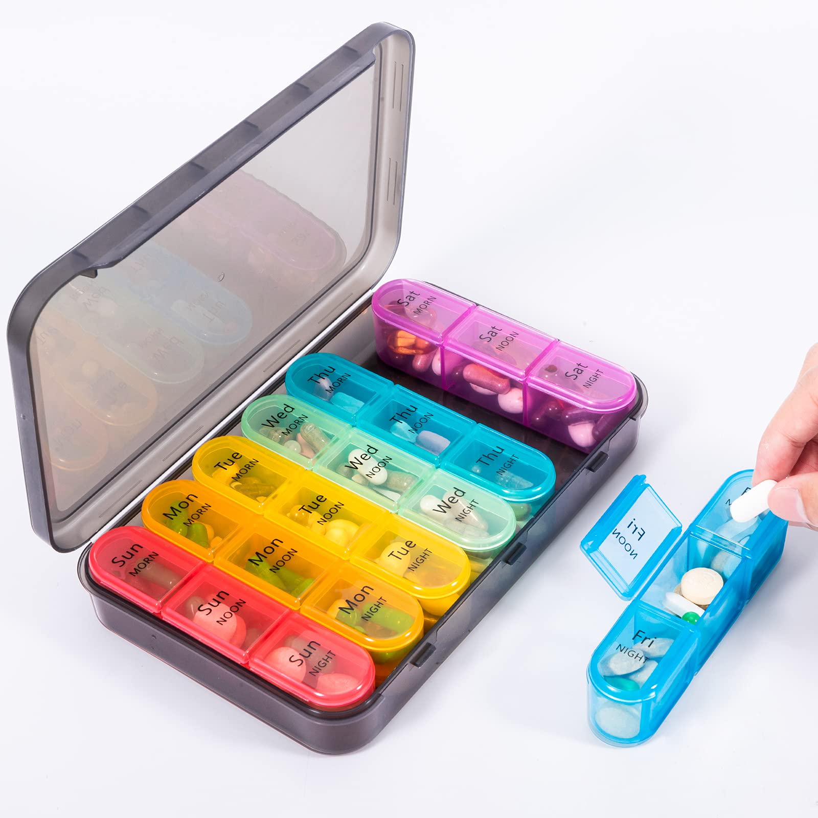 Daviky Pill Organizer 3 Times a Day, Weekly Pill Organizer 3 Times a Day, Pill Box 7 Day, Pill Cases Organizers 7 Day, Daily Pill Box Organizer, Medicine Organizer Box to Hold Vitamins and Medication