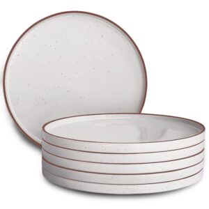 mora 10.5-inch porcelain dinner plate set of 6 - microwave/oven/dishwasher safe, scratch resistant, vanilla white