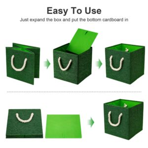 HSDT Green Foldable Polyester Fabric Storage Bins Cube Organizers,10.5x10.5x11inch,for Organizing The Clutter In The Home or Office,Set of 6,Q-ST-52-6