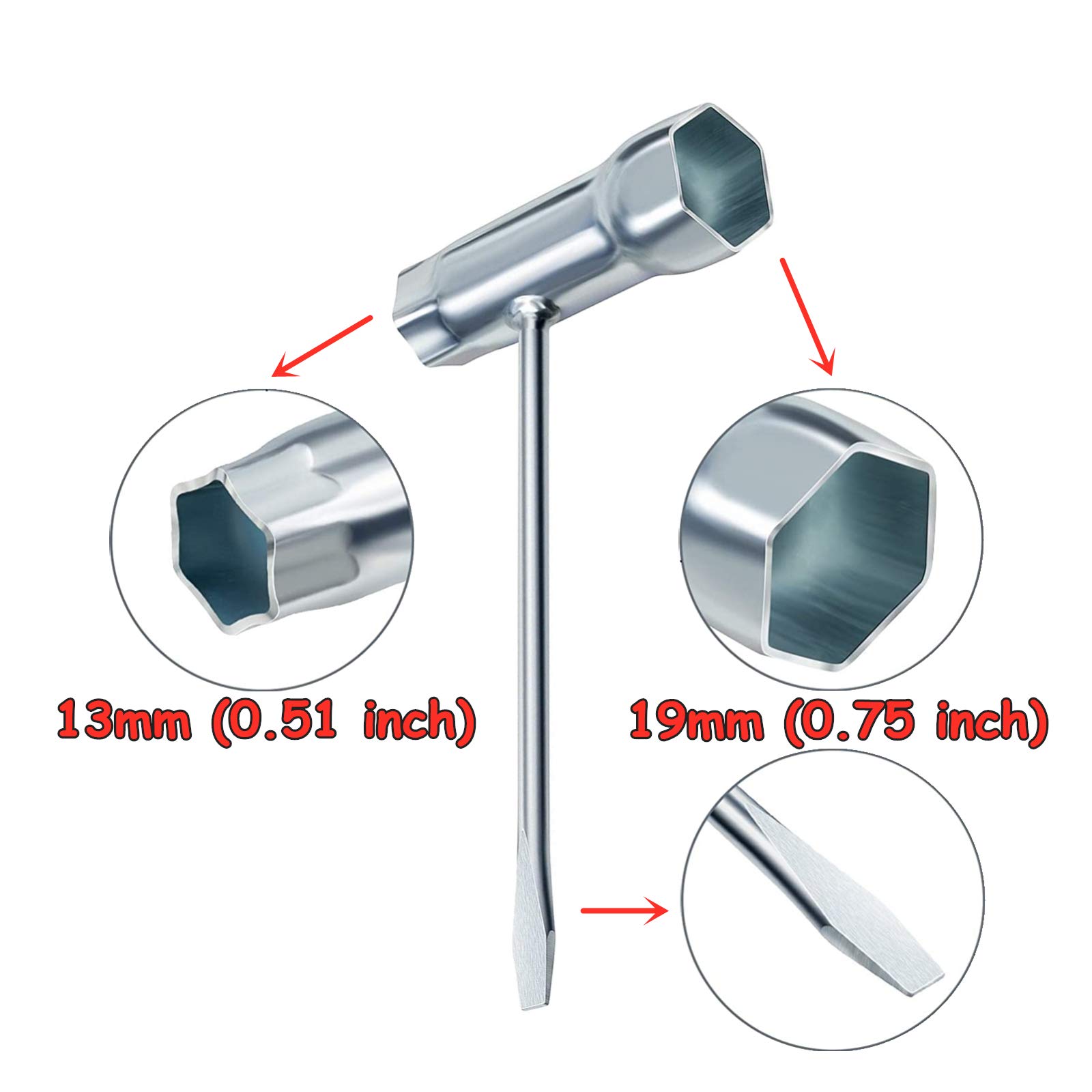 AILEETE Chainsaw T-Wrench 13mm by 19mm & T27 Torx Screwdriver for Stihl Makita Husqvarna Dolmar Partner Echo Jonsered Poulan John Deere Chainsaws (Chainsaw Scrench, T Handle Screwdriver)