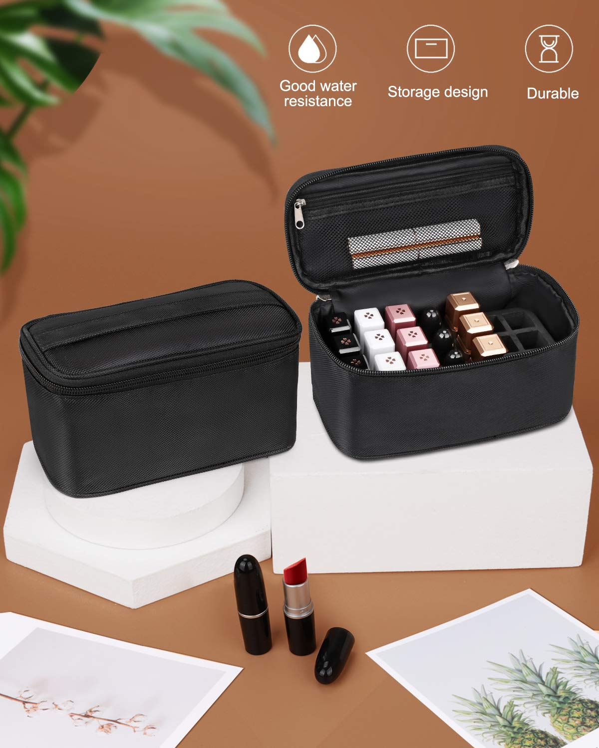 Lipstick Organizer Bag Lip Gloss Lip Balm Case Chapstick Holder Bag Makeup Artist Lipstick Bag With Compartment Cosmetic Bag Gift for Women(Black-21holder)