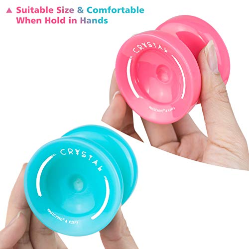 YOSTAR K2 Plus Crystal Responsive Yoyo for Kids, Dual Purpose Yo-yo for Beginner, Replacement Unresponsive Bearing for Intermediate Advanced, 12 Yo-yo Strings, Bag, Bearing Remover (Sky Blue + Pink)