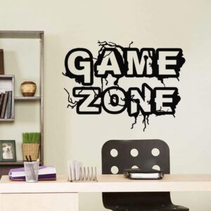 Game Zone Vinyl Wall Decals Game Wall Stickers, Die Cut Removable Art Decals Gamers Words Wall Decor for Boys Room Home Playroom Bedroom Gaming Room Decoration(22"L x 16.5"H)