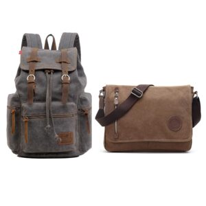 augur canvas backpack set for men vintage canvas 17 inch laptop backpack with shoulder bag canvas men bag