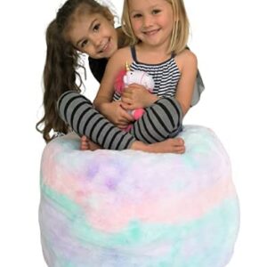 MiniOwls Plush Toy Storage Solution (Cover, Unfilled) - Rainbow Furry Bean Bag - Soft Teddy Faux Fur Organizer with a Zipper. Pouf 20x20x15 Contemporary Accent Ottoman (Unicorn, Medium)