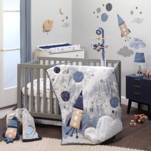 Lambs & Ivy Sky Rocket Planets/Stars Musical Baby Crib Mobile Soother Toy- Blue