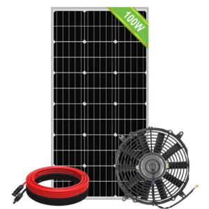 pumplus 100 watt solar powered attic fan system, ventilator gable roof vent fan+100w solar panel, for attic or greenhouse (delivery in 2 packages)…