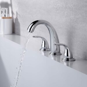 sumerain 2 Handle Widespread Roman Tub Faucet with Valve Chrome Finish, High Flow