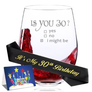 30th birthday gifts for her stemless wine glass 30th birthday decorations for him 30th birthday gifts for women 1993 30th birthday card 30th birthday sash