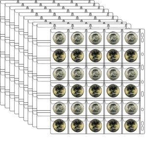 ettonsun 10 sheets 30-pocket coin collecting pages coin sleeves, binder inserts coin pocket pages collecting sleeves for most coin collection holder book album
