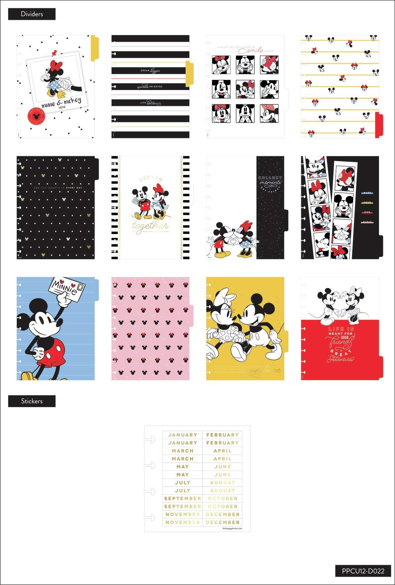 The Happy Planner Classic Sized Undated 12 Month - Disney Mickey & Minnie Mouse Everyday Beauty - Undated - Vertical Layout - Weekly & Monthly Disc Bound Pages - 7" x 9.25"