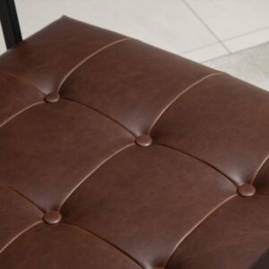 HOMCOM Mid-Century Modern Accent Chair Faux Leather Sofa Button Tufted Armchair with Metal Frame, Brown