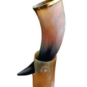 Real Ox Horn Drinking Horn Mug With Stand Viking Antique Style Beer Wine Mead Mug Gift