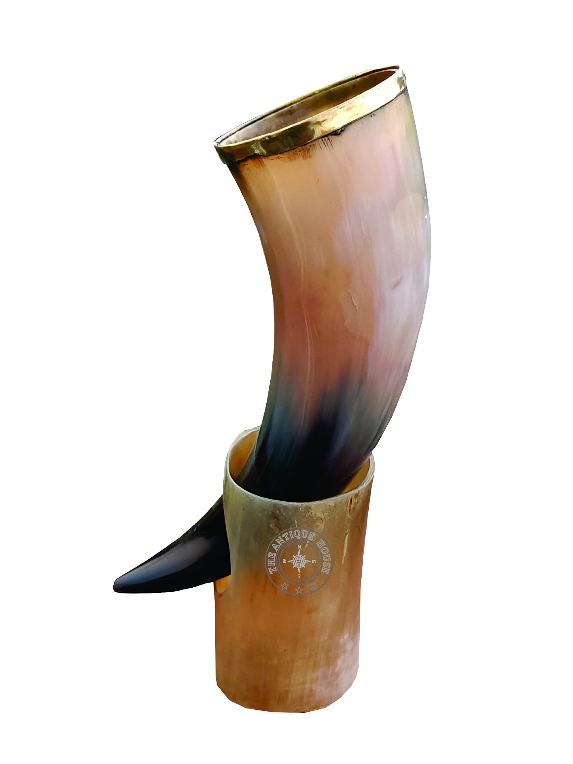 Real Ox Horn Drinking Horn Mug With Stand Viking Antique Style Beer Wine Mead Mug Gift