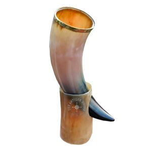 Real Ox Horn Drinking Horn Mug With Stand Viking Antique Style Beer Wine Mead Mug Gift