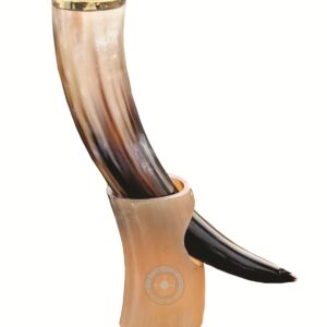 Real Ox Horn Drinking Horn Mug With Stand Viking Antique Style Beer Wine Mead Mug Gift