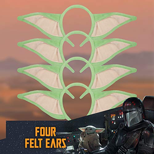 Unique Mandalorian Felt Baby Yoda Ear Party Accessories | 4 Count | Kid's Birthday Party, Movie Event, Halloween