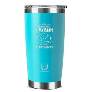elephant gifts for women-mothers day gifts for mom unique birthday gifts for her funny novelty wine personalized present for girlfriend,coworkers, friends insulated tumbler 20oz blue