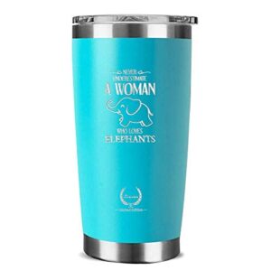 Elephant Gifts for Women-Mothers Day Gifts for Mom Unique Birthday Gifts for Her Funny Novelty Wine Personalized Present for Girlfriend,Coworkers, Friends Insulated Tumbler 20oz Blue