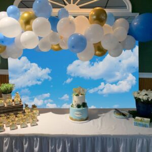 WR Blue Sky White Cloud Backdrop Sky Cloud Photography Background Kids Birthday Baby Shower Wedding Party Decoration Studio Props 7x5FT