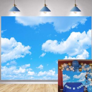 WR Blue Sky White Cloud Backdrop Sky Cloud Photography Background Kids Birthday Baby Shower Wedding Party Decoration Studio Props 7x5FT