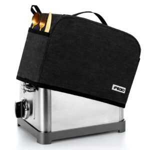 ifedio 2 slice toaster cover black with pockets, appliance cover toaster dust and fingerprint protection/machine washable/toaster machine cover can hold jam spreader knife & toaster tongs (black)