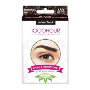 1000 hour professional formula brow color kit - defined brows with a long-lasting formula with eyebrow mascara - brow gel for stunning brows that last up to 6 weeks w/ 12 applications - natural black