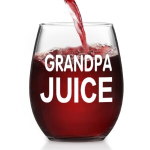 grandpa gifts wine glass, grandpa juice stemless wine glass, father’s day gift from daughter for grandpa new grandpa dad, unique birthday gift idea for men husband him,15 oz