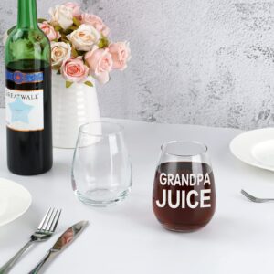 Grandpa Gifts Wine Glass, Grandpa Juice Stemless Wine Glass, Father’s Day Gift from daughter for Grandpa New Grandpa Dad, Unique Birthday Gift Idea for Men Husband Him,15 Oz