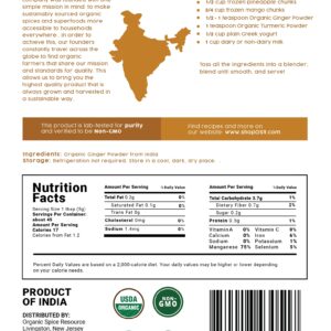 Organic Ginger Powder | 8 oz (226g) | USDA Organics and Non-GMO Verified Project Approved | Product of India | 100% Raw and Natural | Resealable Kraft Bag by SHOPOSR