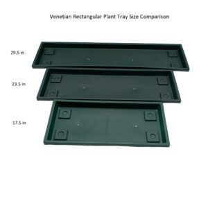 The HC Companies 23.5 Inch Venetian Rectangular Plant Saucer - Indoor Outdoor Plastic Plant Trays for Pots - 23.5"x7.5"x1.3" Black