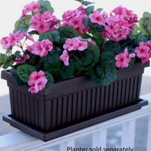 The HC Companies 23.5 Inch Venetian Rectangular Plant Saucer - Indoor Outdoor Plastic Plant Trays for Pots - 23.5"x7.5"x1.3" Black