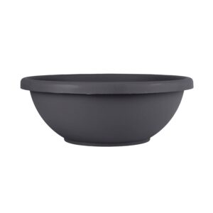 the hc companies 20 inch large garden bowl planter - shallow plant pot with drainage plug for indoor outdoor flowers, herbs, warm gray