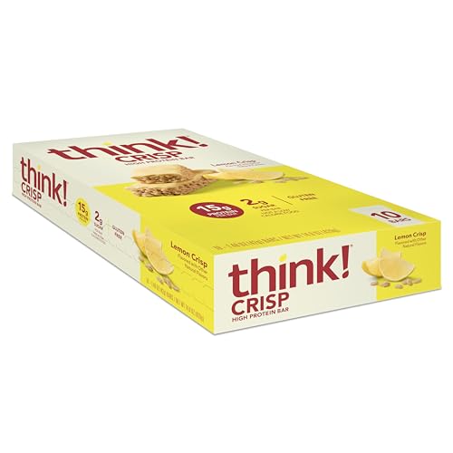 think! Protein Bars, High Protein Snacks, Gluten Free, Kosher Friendly, Lemon Crisp, 10 Count (Packaging May Vary)