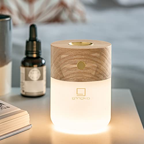 Gingko Smart Diffuser Lamp Approx. 3" x 3" x 4" Led Desk Lamp and Diffuser Walnut