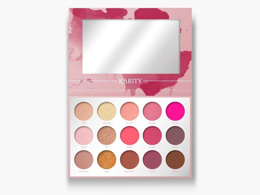 Karity 15 Rosé All Day Highly Pigmented Professional Bubbly Eyeshadow Palette - Everyday Makeup Shadow Palette with Intense Pigment